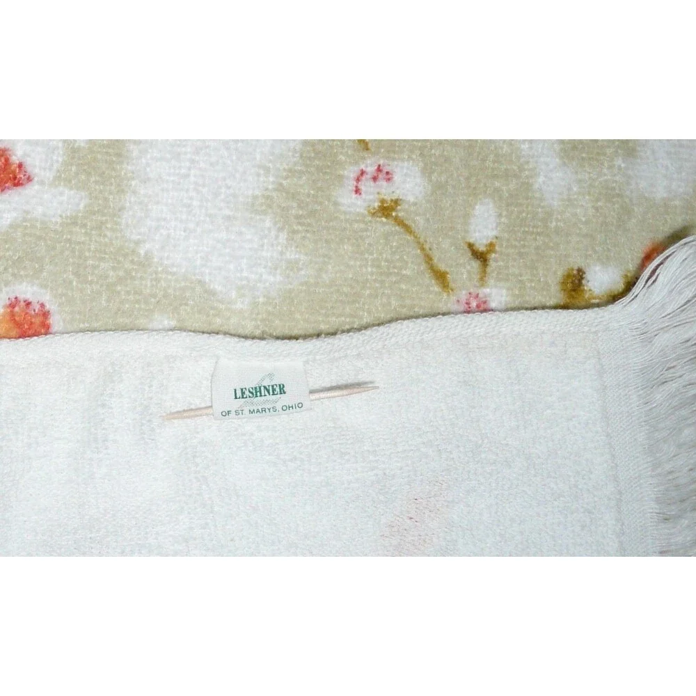 VTG set Leshner Cotton Bath + Head Towel Butterfly Floral Branches Butterflies